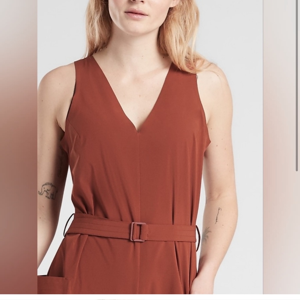 Athleta Rust Cropped Jumpsuit with belt